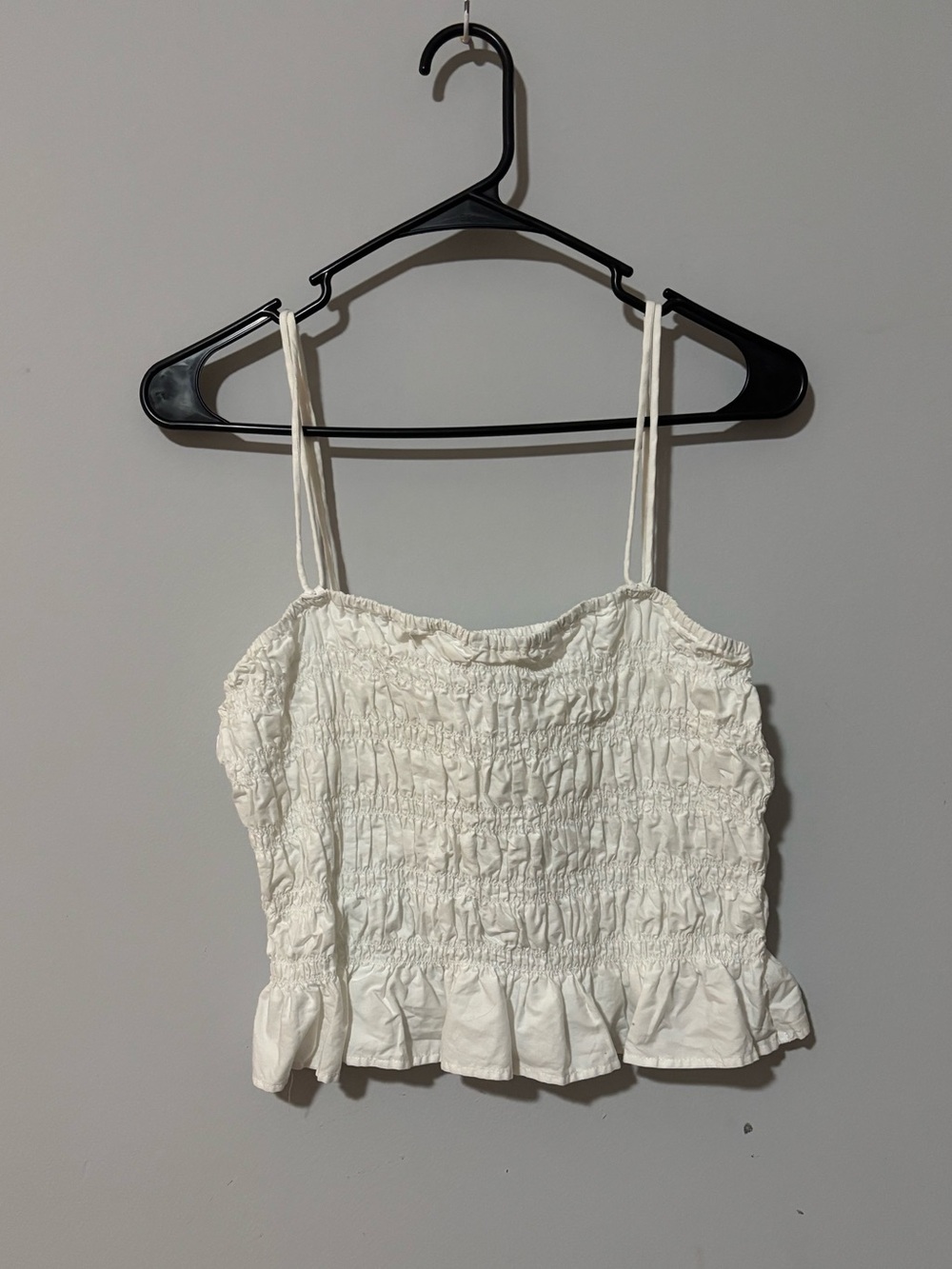 H&M White Smocked Ruffle Cami